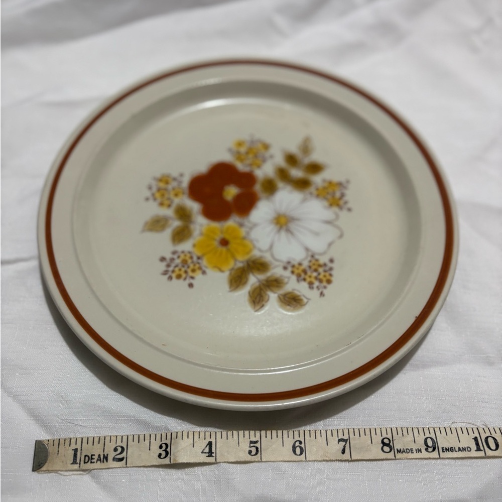 Vintage Stoneware Floral Patterned Ceramic Plate